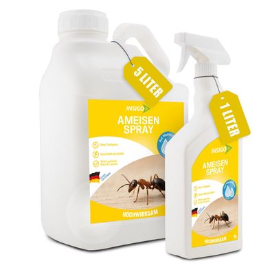 INSIGO 5L + 1 Ameisenspray Ameisenmittel Ameisenschutz Abwehr Ameisen fernhalten
