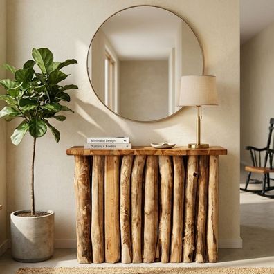 Teak Konsole ALGO Natural ca. L100cm Wurzelholz Anrichte Konsolentisch Unikat