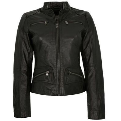 7eleven - Damen Lederjacke Lammnappa schwarz