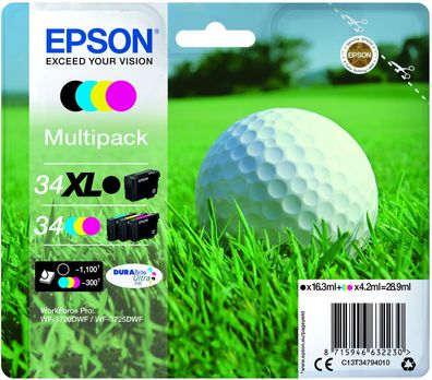 Epson 34 Multipack - 4er-Pack - Schwarz, Gelb, Cyan, Magenta - original - Tintenpatro