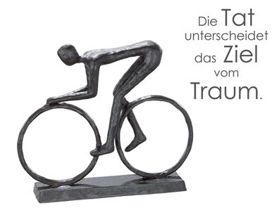 Gilde Design Skulptur "Racer" brüniert, Figur auf Rennrad H: 15 cm B: 17.50 cm T: