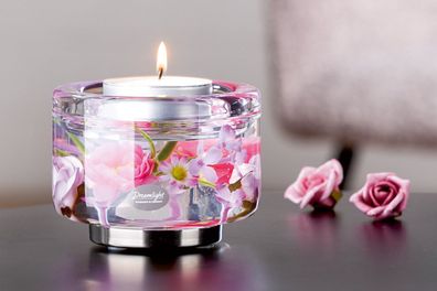 Gilde Dreamlight, Teelichtleuchter, Elora, Victoria , Glas, lila, rosa, VE 4, H