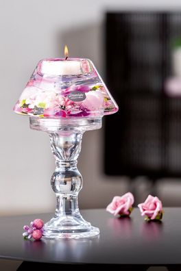 Gilde Dreamlight, Teelichtleuchter, Lampe Memphis, Pink Love , Rose, Glas, rosa,