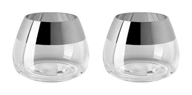 Fink BELLA 2er Set, Teelichthalter, Glas, Silberfolie, silberfarben, transparent,