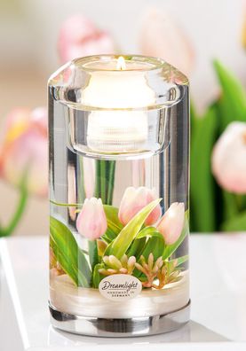 Gilde Dreamlight, Teelichtleuchter (LED), Candela Classic, "Tulip Pink ", Tulpe,