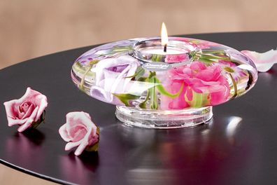 Gilde Dreamlight, Teelichtleuchter, Ufo Classic, Victoria , Glas, lila, rosa, VE