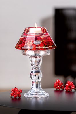 Gilde Dreamlight, Teelichtleuchter, Lampe Memphis, Adele , Rose, Glas, rot, VE
