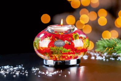 Gilde Dreamlight, Teelichtleuchter, Contessa, Christmas Flower , Glas, grün,