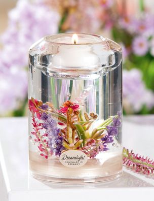 Gilde Dreamlight, Teelichtleuchter, Candela Classic, "Lavender Farm ", Glas, lila,