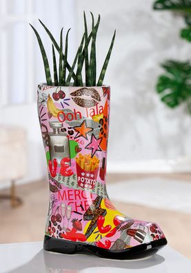 Gilde Vase, Stiefel, "OOH LALA", Popart, Keramik, mehrfarbig, VE 2, L. 10.5 cm,