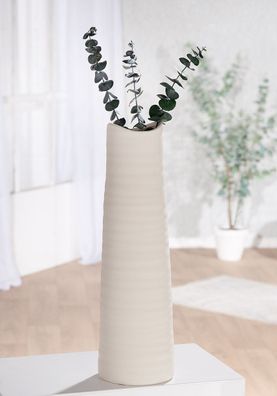 Gilde Bodenvase, konisch, "Morsum", Keramik, creme, VE 2, H. 45 cm, D. 13.5 cm 62897