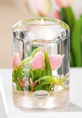 Gilde Dreamlight, Teelichtleuchter, Candela Classic, "Tulip Pink", Glas, rosa, VE