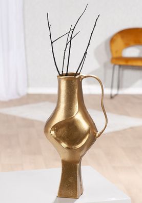 Gilde Vase, bauchig, "Antigua", Aluminium, goldfarben, VE 1, L. 10 cm, B. 18 cm,