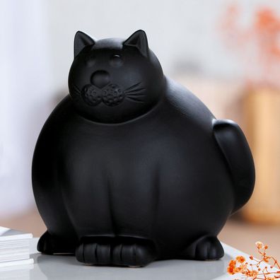 Gilde Figur, Katze, "Molli", Keramik, schwarz, VE 4, L. 17 cm, B. 18.5 cm, H. 20