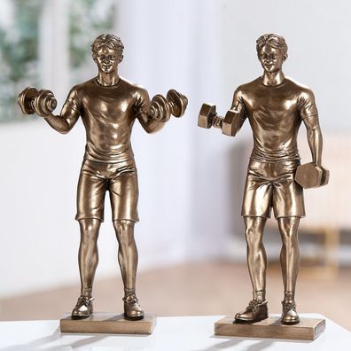 Gilde Figur, Gewichtheber, "Hector", Sportmotiv, Kunstharz, bronzefarben, VE 2,