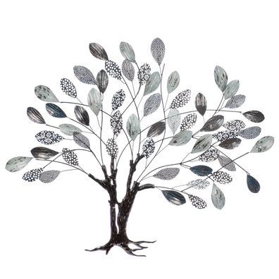Gilde Wandrelief, Baum, "Tree", Metall, grau, silberfarben, VE 1, L. 2 cm, B. 115