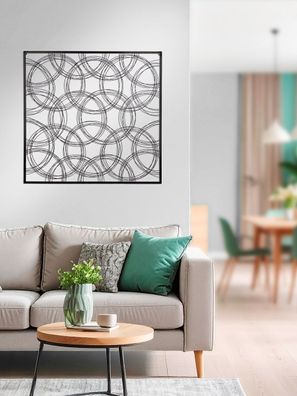 Gilde Wandrelief, quadratisch, "Horizon", Kreismotiv, Metall, schwarz, VE 2, L. 2