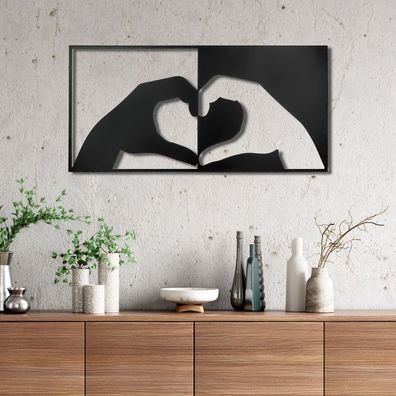 Gilde Wandrelief, "Heart", Händemotiv, Herzmotiv, Metall, schwarz, VE 2, L. 1.5