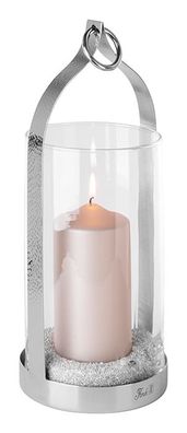 Fink LONIDA, Windlicht mit Glas, Edelstahl , Glas, glatt, silberfarben, L. 15 cm,