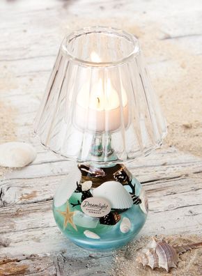 Gilde Dreamlight, Windlicht, Lampe Boutique, "Coral Beach", Muschelmotiv, Glas,