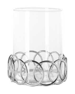 Fink JUWEL, Windlicht mit Glas, Edelstahl , vernickelt, Glas, glatt, silberfarben,