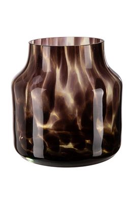 Fink DANKA, Windlicht, Vase, durchgefärbtes Glas, glänzend, braun, schwarz, L. 19