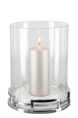 Fink Hommage, Windlicht mit Glas, Edelstahl, poliert, glatt, silberfarben, L. 23