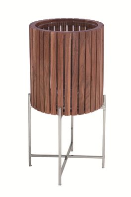 Fink Berkley, Windlicht ohne Glas, Akazienholz, glatt, braun, silberfarben, L. 29