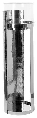 Fink MANIAC, Windlicht, Säule, Edelstahl , vernickelt, Glas, gehämmert, silberfarb
