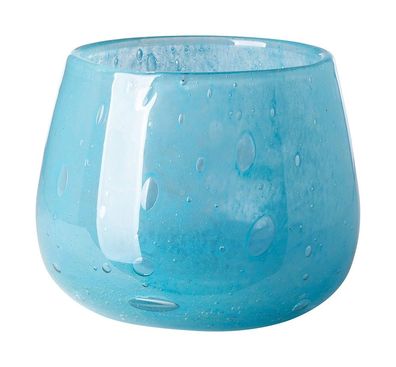 Fink MARLY, Glasvase, Windlicht, Glas, glatt, türkis, L. 13.5 cm, B. 13.5 cm, H