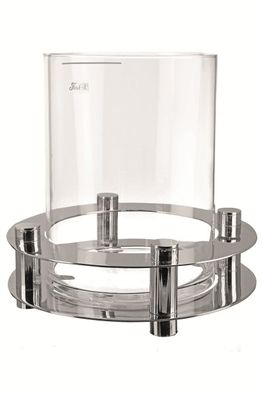 Fink Ricardo, Windlicht mit Glas, Aluminium, vernickelt, Glas, Eisen, glatt, silbe
