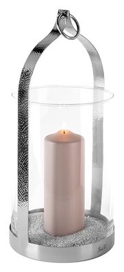 Fink LONIDA, Windlicht mit Glas, Edelstahl , Glas, glatt, silberfarben, L. 15 cm,