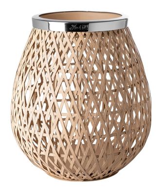 Fink SHONA, Windlicht ohne Glas, Eisen, pulverbeschichtet, glatt, silberfarben,