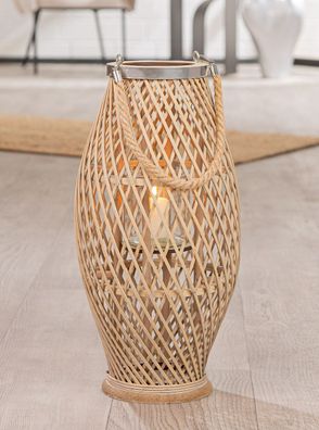 Gilde Windlicht, Kegel, "Baku", Bambus, naturfarben, VE 2, H. 47.5 cm, D. 23 cm 61160