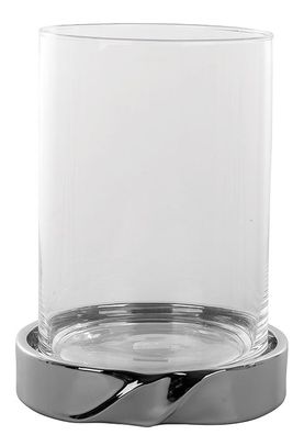 Fink LE DECOR, Windlicht mit Glas, Keramik, silberfarben, H. 31 cm, D. 23.5 cm 128146
