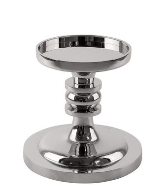Fink Lynette, Windlichtfuß, ohne Glas, vernickelt, glatt, silberfarben, L. 18 cm,