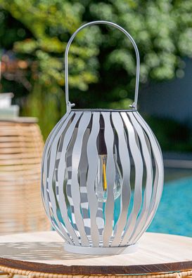 Gilde Laterne (Solar), Wave , Metall, grau, VE 2, H. 17 cm, D. 15 cm Höhe: 17.00