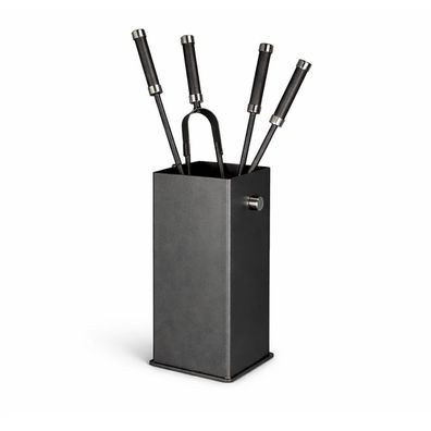 Ofenbesteck modern eckig - Kaminbesteck anthrazit 5-tlg. - robustes Kamin-Set