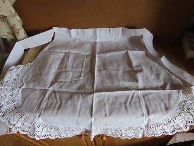Servierschürze Schürze weiß Lochmuster Spitze ca. 54 cm H