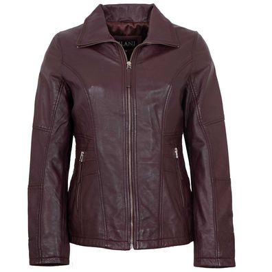 Jilani Collection - Damen Lederjacke Lammnappa burgundy
