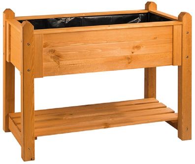 Hochbeet Premium mit Rollen aus Kiefernholz, Honig, 114 x 60 x 84,4 cm : Hochbeet mit