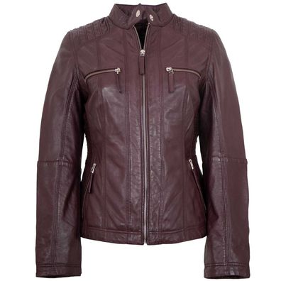 Jilani Collection - Damen Lederjacke Lammnappa burgundy
