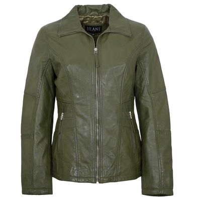 Jilani Collection - Damen Lederjacke Lammnappa olive