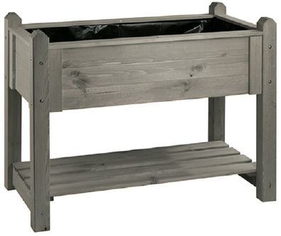 Hochbeet Premium mit Rollen aus Kiefernholz Vintage-Grau, 114x60x84,4 cm : Hochbeet m