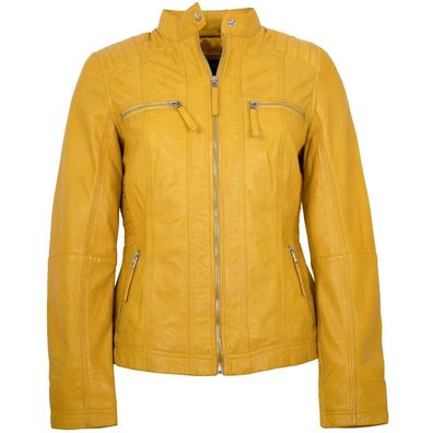 Jilani Collection - Damen Lederjacke Lammnappa gelb