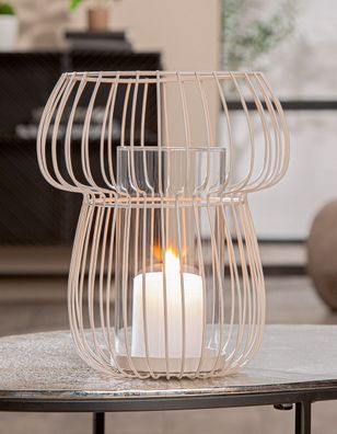 Gilde Windlicht, Pilz, "Burgos", Metall, beige, VE 2, H. 25 cm, D. 21 cm 69908