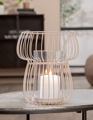 Gilde Windlicht, Pilz, "Burgos", Metall, beige, VE 3, H. 21.5 cm, D. 19.5 cm 69907