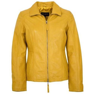 Jilani Collection - Damen Lederjacke Lammnappa gelb