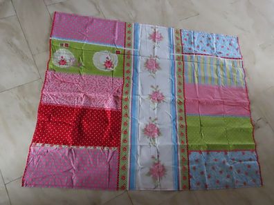 Stoff Tischdecke mit Blumenmuster gesäumt ca. 195x118cm
