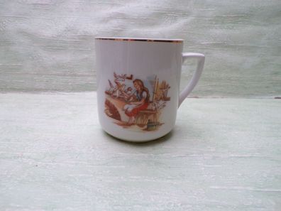 Aschenputtel Tasse Henkelbecher Kindergeschirr Goldrand 7,5x6,5cm